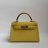 Sac Miya jaune 100% CUIR gold hardware